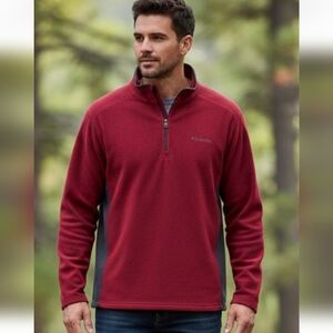 Columbia Sportwear Pine Ridge Burgundy and Grey Half-Zip Pullover, Size XXL